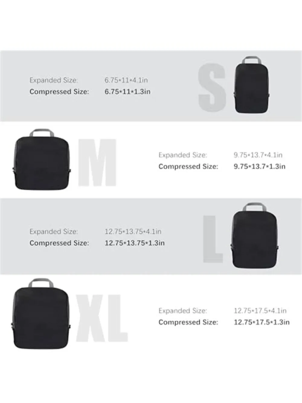 Compression Packing Cubes Travel Luggage Organizer Bags Space Saver 4 Piece